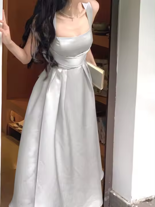 Vestido Elegante Casual De Verano Para Mujer Vestido De Fiesta Sin Mangas Vintage A-Line Sólido Chic Para Bodas Y Eventos - 1