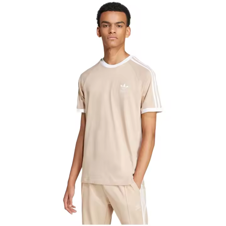 Camiseta de Manga Corta Adidas 3 Stripes para hombre en color beige - 1