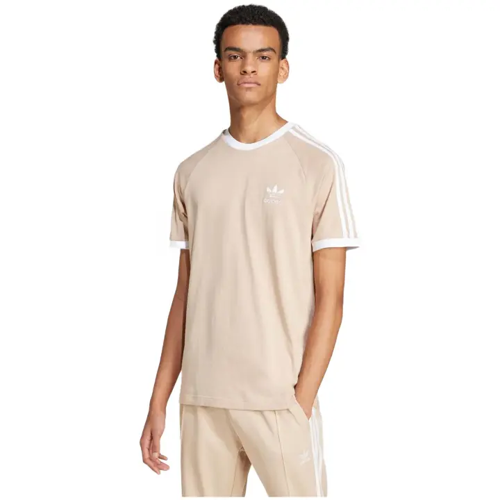 Camiseta de Manga Corta Adidas 3 Stripes para hombre en color beige - 1