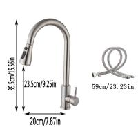 Grifo de acero inoxidable para fregadero de cocina, grifería de agua fría y caliente, extraíble, con 3 boquillas funcionales - details 2
