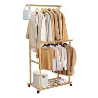 Perchero Burro Bambú con Ruedas: Perchero Pie para Colgar Ropa Multifuncional Tendedero Perchero Prendas para Hogar Tienda Dormitorio 80 x 40 x 160cm - details 2