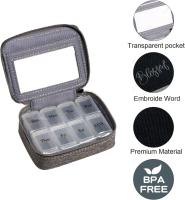 Caja Organizadora De Pastillas Semanal Para Viaje Porta Vitamina Y Suplemento Ecológico De Tela Rectangular 7-Días - details 13