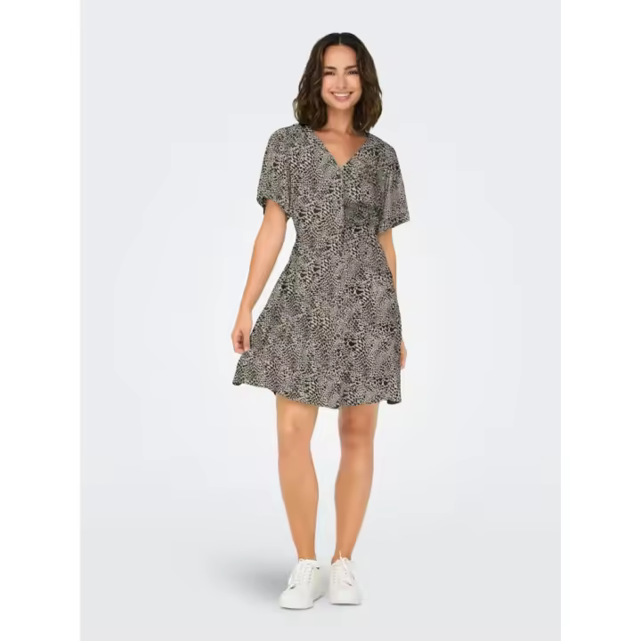 Only Evida Vestido Corto Color Gris Oscuro - Suave Y Fresco - 1
