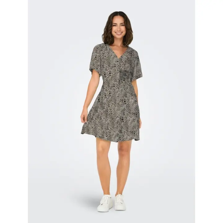 Only Evida Vestido Corto Color Gris Oscuro - Suave Y Fresco - 1