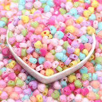 50Pcs Bolas De Acrílico Corazón Multicolor 7x8mm Para Creación De Joyas Pulseras Y Aretes Accesorios DIY Espaciadores Pequeños - details 3
