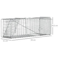 Outsunny Trampa para Animales Vivos Plegable Jaula de Captura de Alambre con Puerta y Asa para Conejos Gatos Ratas Roedores Plata - details 3