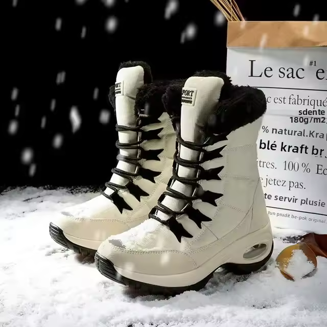 Botas De Invierno Para Mujer Con Peluche Y Plataforma Impermeables Cómodas Para Caminar En Nieve Botas De Tobillo Con Cierre De Lazo - 1