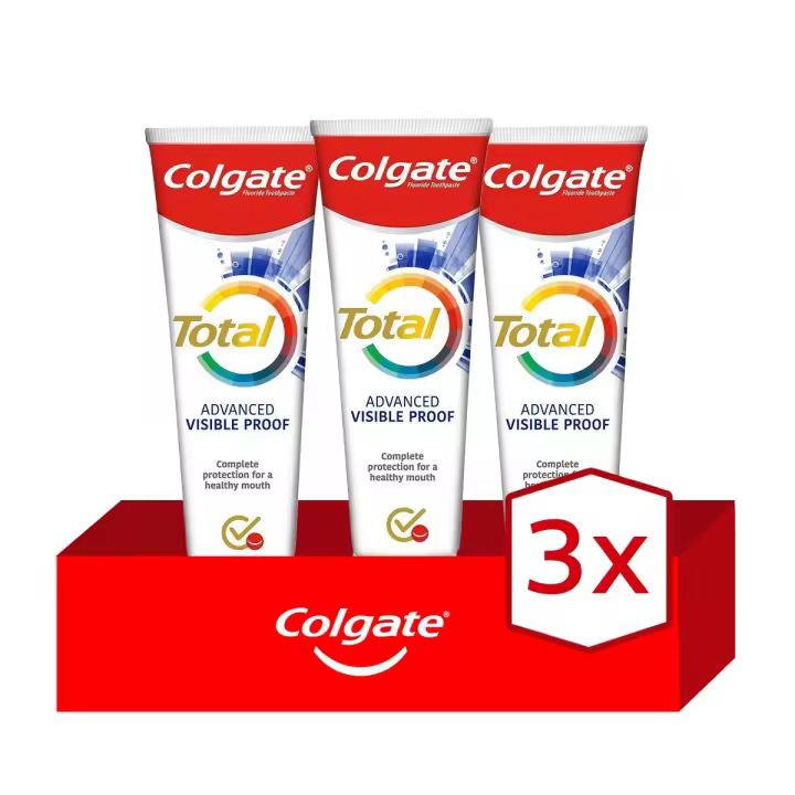 Pasta de dientes Colgate Total Advanced Efecto Visible 24h de protección completa 75ml. Pack 3 - 1