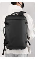 Mochila para exteriores tipo caja abierta, sencilla, transpirable, con doble hombro, gran capacidad, para hombre, con compartimento para zapatos independiente por USB. - details 22