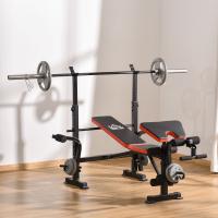HOMCOM Banco de Pesas Multifuncional Banco de Musculación con Respaldo Ajustable Soporte de Barras Extensión de Piernas Almohadilla de Predicador Mariposa Entrenamiento en Gimnasio Oficina Negro - details 1