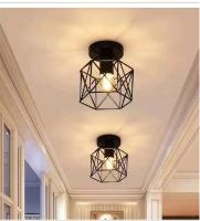 Luz De Techo Moderna Nórdica Negra De Hierro Tratado E27 LED Para Cocina Sala De Estar Dormitorio Estudio Balcón Restaurante Café Hotel - details 4
