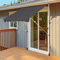 Outsunny Toldo Manual Retráctil 200x150 cm con Manivela de Aluminio Ángulo Ajustable Protección Solar para Terraza Balcón Jardín Patio - details 1