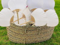 Pack de 40 pai pai de madera de bambú con capazo de esparto para bodas 40 pai pai blancos con regalo de capazo de esparto regalos para invitadas de boda - details 0