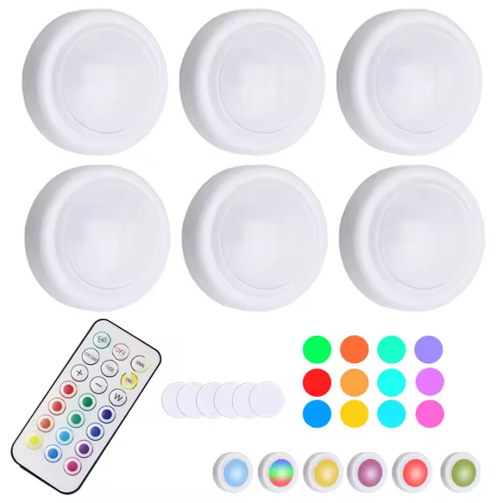 BIT Lámpara de Armario LED con Control Remoto Inalámbrico Cambio de Color RGB Luz Nocturna para Cocina Dormitorio Armario Counter Tipo de Bombilla RGB Fuente de Alimentación Batería DRY - 1