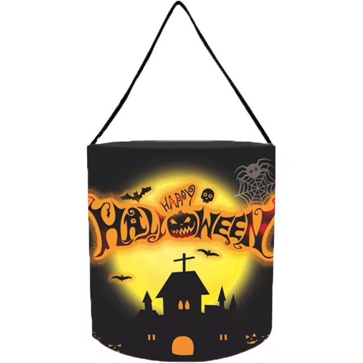 Cubo de dulces de Halloween, cubo grande para dulces de Halloween, contenedor de lona para dulces de calabaza, bolsa portátil para dulces de calabaza - 1