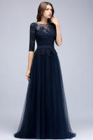 Vestido Elegante De Maxi Para Madre De La Novia Con Encaje Y Tules BABYONLINE Sin Mangas Con Cintura A-LINE Decoración De Perlas Y Broches - details 4
