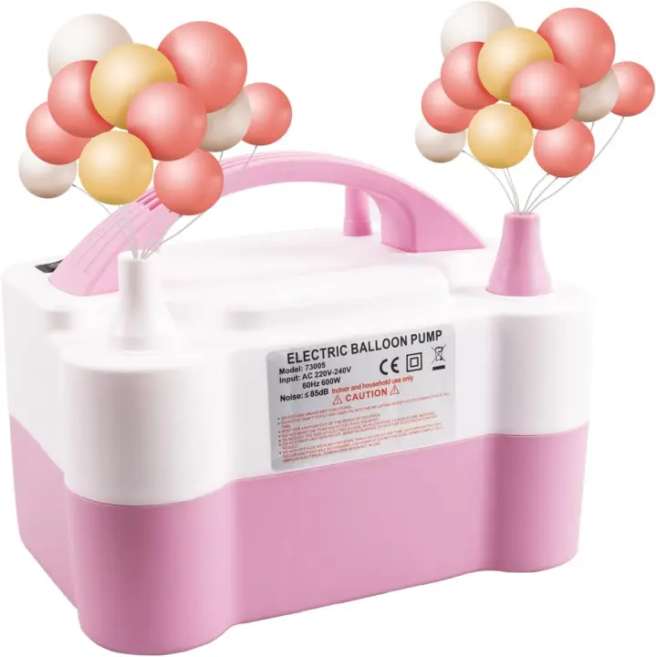 Bomba de globo eléctrica, bomba de globos, 600 W, bomba de aire portátil con doble boquilla, soplador automático y semiautomático, para decoración de fiestas.Trae un paquete de globos .126 piezas - 1