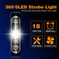 Luz De Advertencia Estroboscópica Para Coche Y Camión 6 LEDs En Blanco Azul Rojo Amarillo Farol De Emergencia Universal 12V 24V - details 0