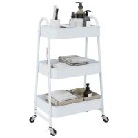 vidaXL Carrito de almacenaje 3 niveles acero 42x41,5x77 cm en color Azul/Negro/Blanco - details 2
