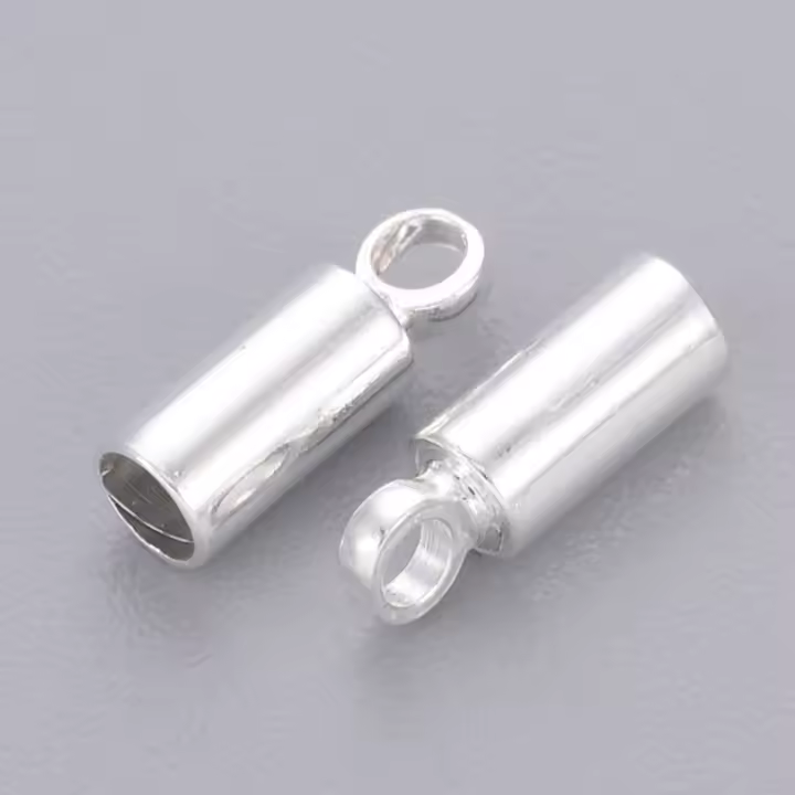 50pc Terminales De Enrollado Plomadas De Cobre Plateadas 10x5x3mm Agujero: 2mm Diámetro Interno: 3mm Para Joyería Y Componentes De Encanto - 1