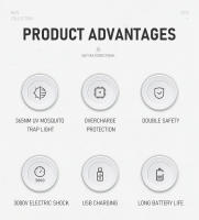 Lampara Eléctrica Repelente De Mosquitos Con Trampa UV Rotativa De 90 Grados Y Palanca Extensible Para El Verano Asesina De Moscas - details 1