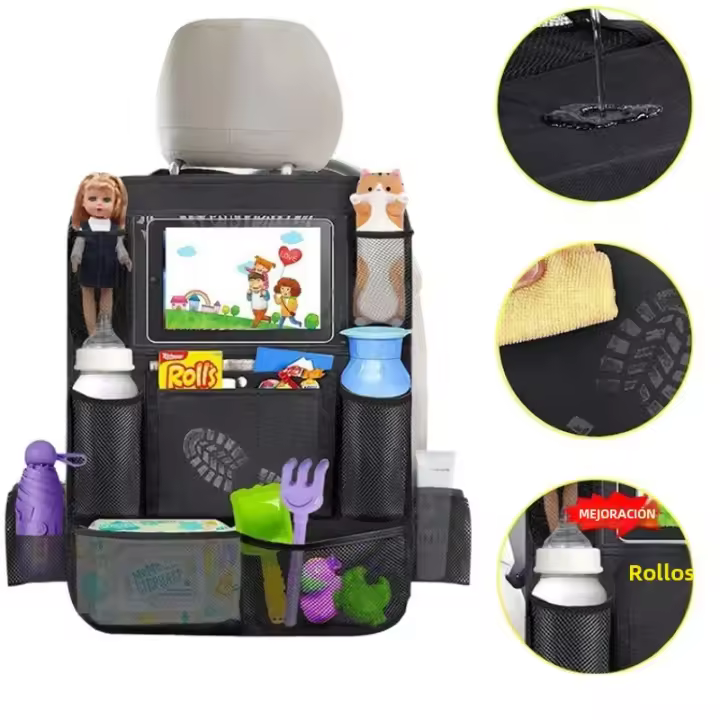 Organizador De Coche Con Pantalla Táctil Soporte Para Tableta Accesorios De Interior Para Automóvil Cubiertas De Bolsillos Y Protección De Asiento - 1