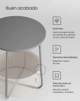 Mesa Auxiliar Redonda con Cesta de Tela - Espaciosa Mesa Lateral para Salón, Dormitorio o Mesita de Noche, Estilo Moderno, Disponible en Varios Colores - details 25