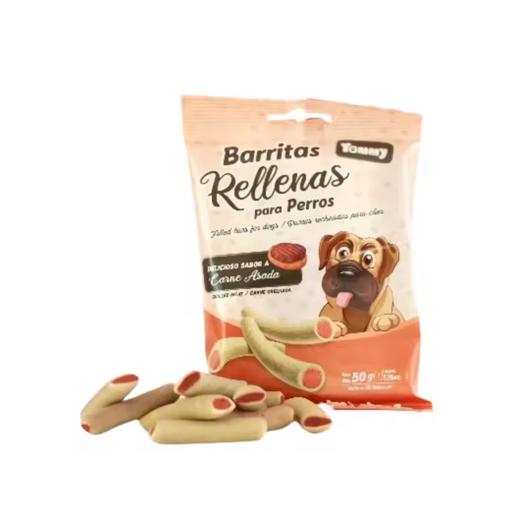 Yommy Pack De 50g-500g Barritas Rellenas Para Perros 50g/Paquete, Golosinas Sticks Para Perro, Delicioso Sabor A Rolls De Pollo, Cheddas Y Panceta, Carne Asada, Snacks De Piel Para Perros - 1