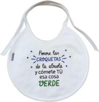 BABERO BEBÉ CON FRASE GRACIOSA. REGALO ORIGINAL BEBÉ. IDEA REGALO PARA ABUELAS. REGALO ABUELA COCINERA. - details 0