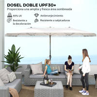 Outsunny Sombrilla Doble 4,5x2,65 m Sombrilla Terraza Exterior con Manivela Manual Resistente al Agua y Protección UV30+ Sombrilla Grande para Terraza Playa Piscina Crema - details 3