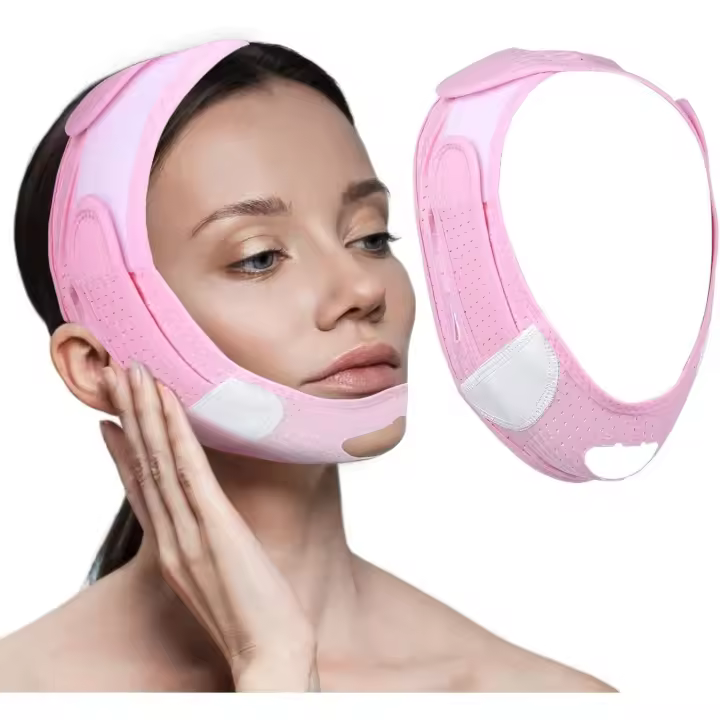 Sangle faciale réutilisable en V Line - Masque de sommeil doux et réglable - Mentonnière hydratante et respirante - Sangle de menton confortable pour homme et femme - Pour le travail, la - 1