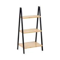 MIRAMAX-Berilo Estantería Escalera, Negro Natural Bambú Madera, 3 Estantes 40x30x81.5cm, 4 Estantes 40 X 30 X 109 Cm - details 3