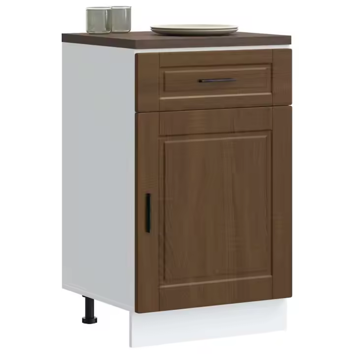 vidaXL Mueble bajo de cocina porto roble artesano madera reconstituida en color Roble artisan/Negro/Marrón roble y más | almacenamiento funcional diseño moderno para baño dormitorio sala - 1