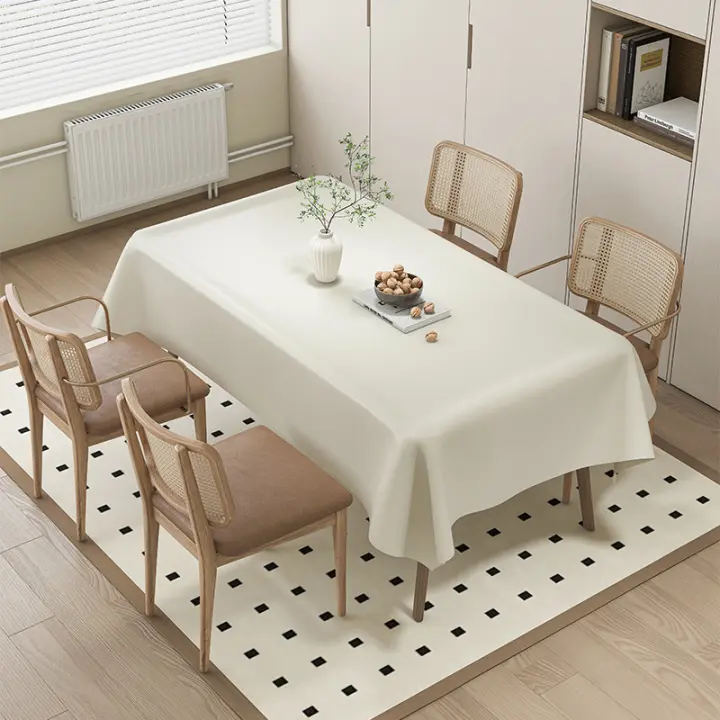 Mantel De Cuero Genuino De Oveja Crema Blanco a Prueba De Agua Y Aceite Para Restaurante Mesa De Café Forma Rectangular Y Circular Lavable Libre - 1