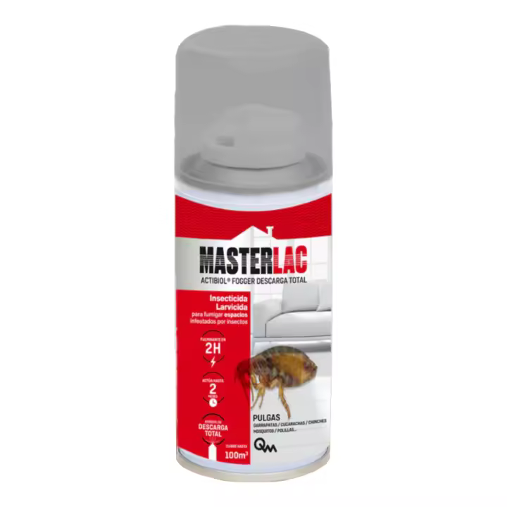 Masterlac Fogger Descarga Total - Activiol - Masterlak Insecticida Larvicida para fumigar Garrapatas, Cucarachas, Chinches, Mosquitos, Polillas - Fulminante en 24 horas, Actua hasta 2 meses - Para 100m3 - Quimunsa - 1