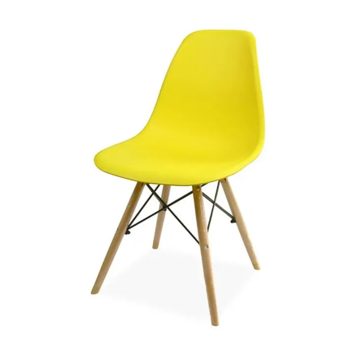 ORION91 Silla ORION91 Polipropileno Color Amarillo y Patas en Madera Haya 46,5 x 48 x 82 cm Comedor Oficina Salón Teletrabajo Cocina – SpazioLuzio - 1