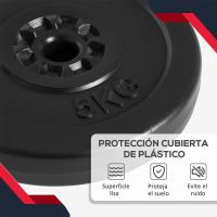 HOMCOM Juego de 4 Discos de Pesas de 5 kg y 10 kg Juego de Placas de Pesas con Orificio de Ø25 mm para Entrenamiento de Fuerza Levantamiento de Pesas Negro - details 4