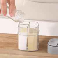 Dispensador De Especias Transparente Con 4 Compartimentos Juego De Pimienta Y Sal Para Camping Y BBQ Con Tapa Incluida - details 3