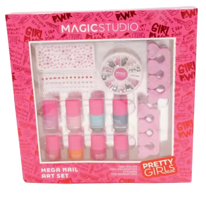 PRETTY GIRLS Set de Uñas. Este set de uñas incluye dos separadores de dedos, 8 esmaltes de uñas, set de 120 piezas para decorar las uñas, pegatinas para decorar las uñas y perlas en 4 colores perfectas para decorar las uñas. ICD IDC INSTITUTE MAGIC STUDIO - 1