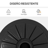 Outsunny Base de Sombrilla Redondo Soporte para Parasol de HDPE Rellenable de Cemento Peso 13 kg para Poste de Parasol de Ø38/48 mm Ø43x32 cm Negro - details 4