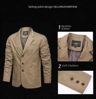 Chaqueta De Moda Para Hombres Primavera Otoño Slim Casual Negocios Elegante Suits Tops De Algodón Y Poliéster Cierre Único - details 3