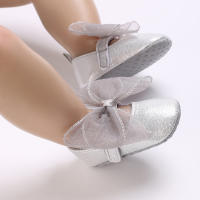 Zapatos De Princesa Plateada Para Bebés Recién Nacidos 0-18M Casual Con Lazo Antideslizante Suela De Tela Bajo El Tobillo PU Decoración De Cinta Para Niñas - details 19