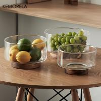 Bol De Frutas De Vidrio Creativo Con Base De Madera Para Ensalada Snacks Popcorn Nueces Contenedor De Almacenamiento Para Hogar Navidad - details 5