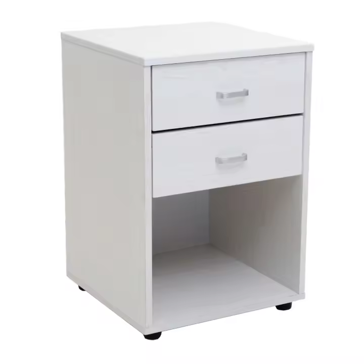 DUPI Mesita de Noche de Madera AITANA, Mesa con 2 cajones y un hueco. Medidas: 40cm Ancho x 40cm Profundo x 59.5 Alto - 1