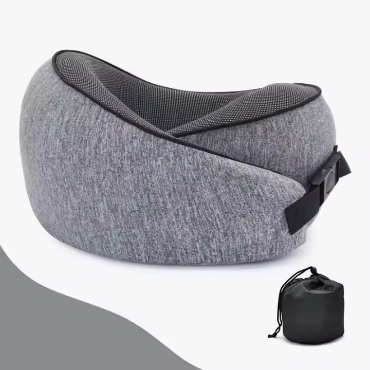 Almohada De Viaje Para Cuello En Forma De U Con Bolsa De Almacenamiento Soporte Cervical De Memoria Espuma Portátil Para Avión Y Descanso Diurno - 1