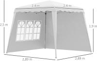 Carpa Plegable con 2 Paredes Laterales 3x3 m Cenador Pabellón de Jardín con Altura Ajustable y Bolsa de Transporte Protección UV50+ Impermeable Gazebo para Exterior Patio Blanco - details 2