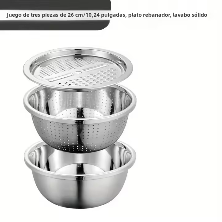 Tapa De Tazón De Cocina Multifuncional De Acero Inoxidable 3-Piezas Cortador Desmontable De Capas Para Frutas Y Verduras - 1
