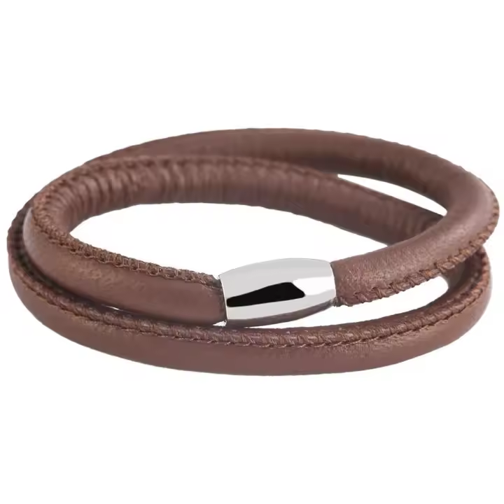 Akzent® Pulsera Redonda de Couro Genuíno Cham Cham 38cm - 1