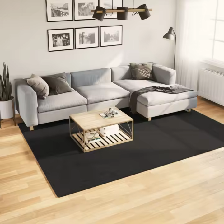 vidaXL Alfombra de pelo corto suave lavable HUARTE negro 200x280 cm - 1