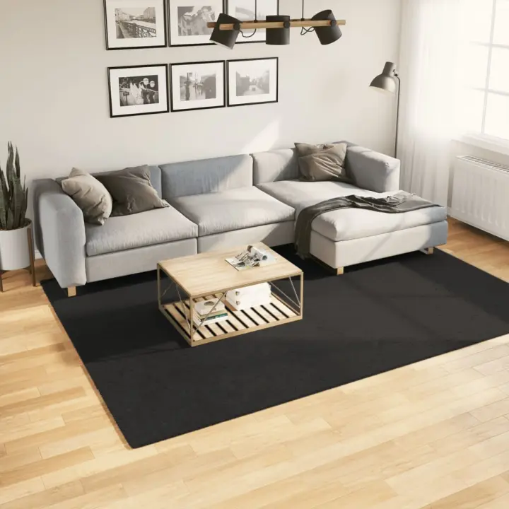 vidaXL Alfombra de pelo corto suave lavable HUARTE negro 200x280 cm - 1